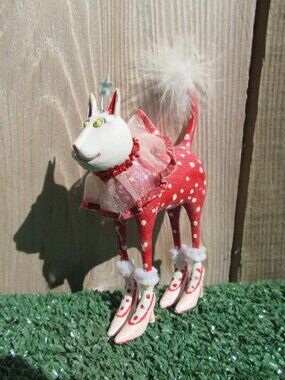 Patience Brewster Krinkles Red Polka Dot Cat Figure Department 56